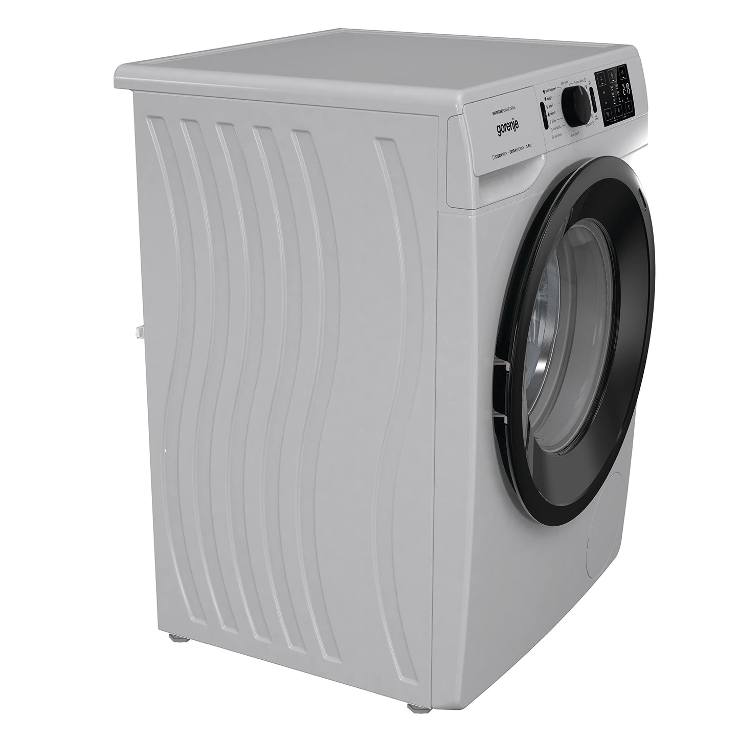 Gorenje WNEI84AS/A, 8 Kg Fully Automatic Front Load Washing Machine, 16 Programs, Energy and Water Efficient, Wave Drum, 1400 RPM, Silver, Made in Slovenia, 1 Year Warranty