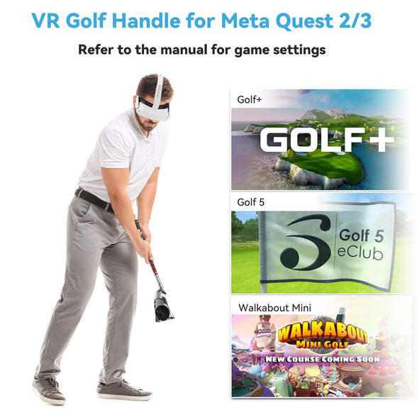 DGPCT Vr Golf Club Accessory for Meta Quest 2/3 Right Controller, Tilt up & Signal unobstructed Quest 3 Vr Golf Club Handle Attachment