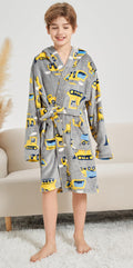 FunnyPaja Boys Soft Fleece Robes Plush Hooded Bathrobes Sleepwear for Kids 2-3 Years