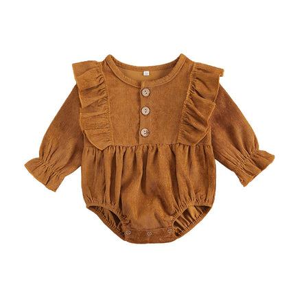 Infant Baby Girl Clothes Solid Ruffle Long Sleeve Romper Bodysuit Tops One Piece Jumpsuit Fall Winter Outfit 3-6 Months