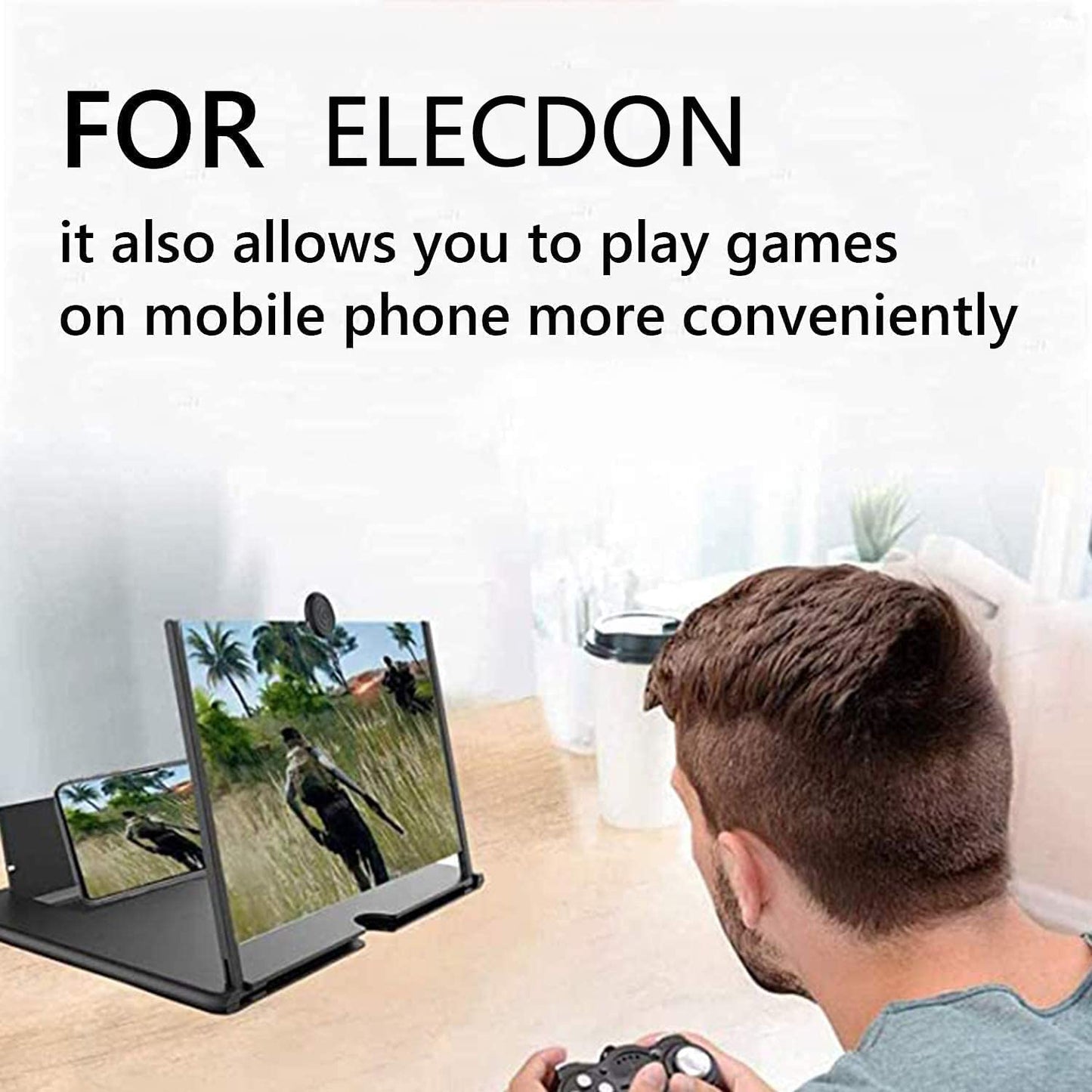 ELECDON Smartphone Phone Magnifier Screen, HD Mobile Phone Amplifier for Movies, Videos and Gaming, Stand 14 Inch 3D Foldable Amplifier, Portable Push Pull Design for All Smartphone-Black