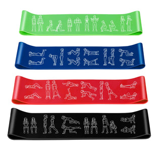 Amonax Mini Resistance Loop Bands Set Women with Guide Printed for Workout Exercise, Yoga, Pilates Flexbands, Stretching, Training. Carry Bag Provided.
