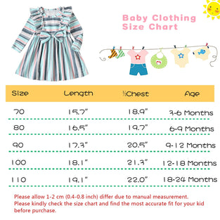 Neutocd Infant Toddler Baby Girl Clothes Ruffle Long Sleeve Casual Dress Color Stripes Gift Cute Fall Winter 3-24 Months