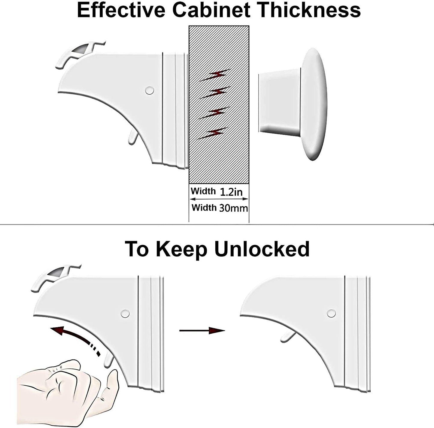 Baby Proofing Magnetic Cabinet Locks Child Safety, LEHSGY Children Proof Cupboard Latches,Baby Safety No Screws or Drilling (White/ 8 & 2 Keys)