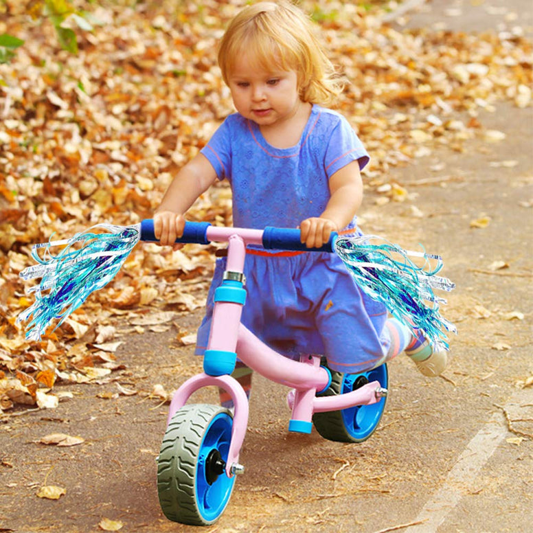 Kids Bike Bell and Streamers for Girls - 1 Pack Flower Bicycle Bell with 2 Pack Bike Streamers for Children's Bike Accessories