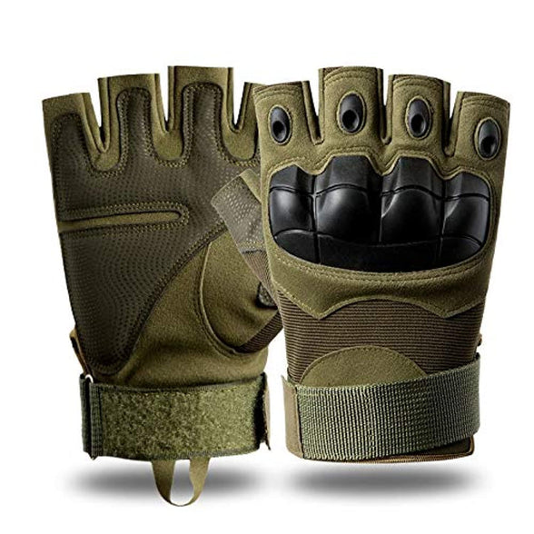 Coolbaby Men Road Riding Gloves Outdoor Sports Half Finger Anti-Slip Camping Cycling Gloves Carbon Fiber Gloves, Green