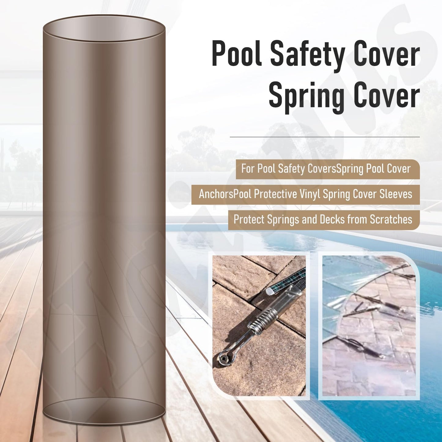 10 Pack Pool Cover Spring Sleeve for Protect Pool Safety Cover Springs, Vinyl Cover Sleeves Extend The Life of Preventing The Spring from Scratching Deck Through Tough Winter Conditions UV Resistant