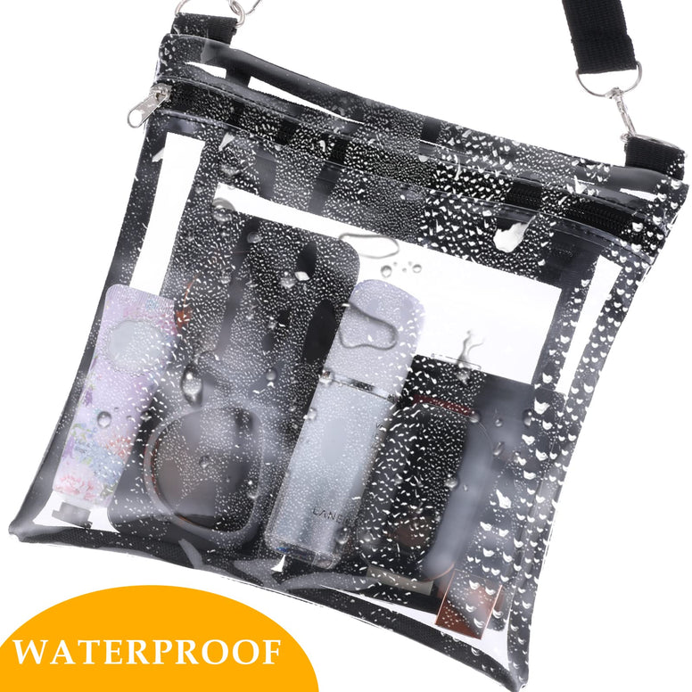 WLLHYF Clear Bag Portable Waterproof Travel Clear Purse Messenger Handbag with Zipper Handle Multipurpose Large Clear Crossbody Bags for Women Men, Clear