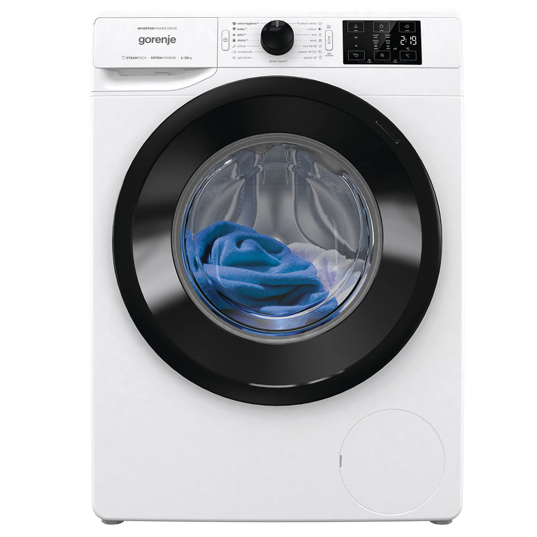 Gorenje WNEI14BS 10 Kg Fully Automatic Front Load Washing Machine, 16 Programs, Energy and Water Efficient, Stain Removal System, 1400 RPM, White, 1 Year Warranty