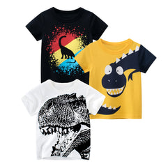 OFIMAN Little Boys Dinosaur Short Sleeve T-Shirt 100% Cotton Toddler Tops Tee (Pack of 2) 5Y