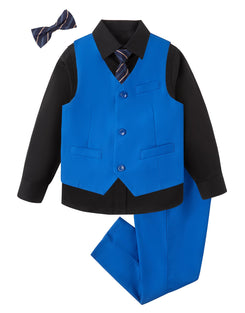 Boys Suit for Kids Tuxedo Vest and Pants Set with Shirt Tie and Bowtie Formal Dresswear (Size 3)