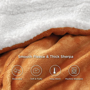 Fabienne Sherpa Bed Blanket King Size Twin Plush Throw Blanket Fleece Reversible Flannel Blanket - Warm and Plush Travel Blanket for Bed Sofa Travel Couch (Golden Beige)