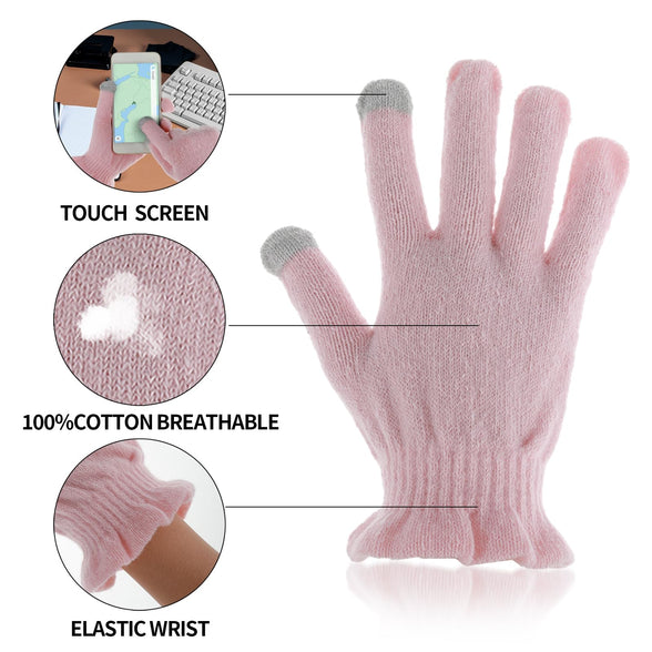 2 Pairs Cotton Moisturizing Touchscreen Fingertips Gloves Overnight, Dry Hands Moisturizing Gloves for Women & Men Reusable Gloves for Sleeping for Eczema