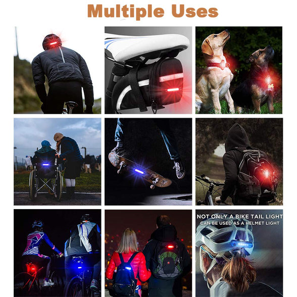 Boruit 2 Pack Rear Bike Tail Light, Ultra Bright USB Rechargeable Bicycle Taillights, Red/Blue High Intensity Led Accessories Fits On Any Bike, Easy to Install for Cycling Safety