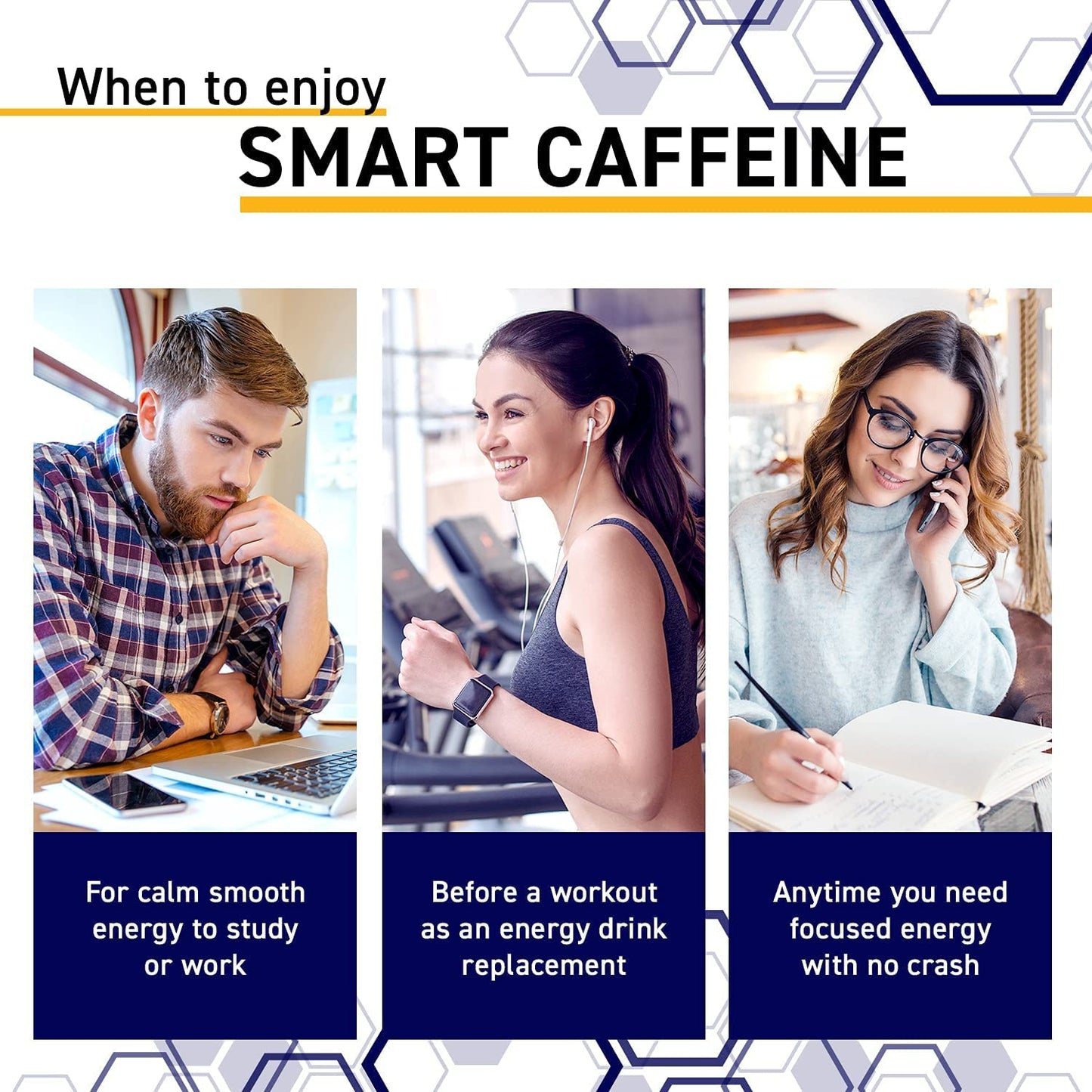 NATURAL STACKS Smart Caffeine with L-theanine for Focused Energy No Jitters or Crash - 60 Capsules