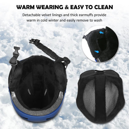 Skiing Equipment,XINYIFUWomen Men Snow Helmet with Detachable Earmuff Men Women Snowboard Helmet with Goggle Fixed Strap Skiing Helmet Skiing Sports Helmet