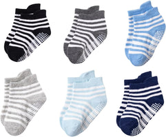 Paratoland Toddler Socks for Boys and Girls - Non Slip Baby Socks - Breathable Low Cut Anti Skid Socks for Kids (6-12 Months)