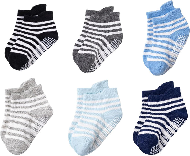 Paratoland Toddler Socks for Boys and Girls - Non Slip Baby Socks - Breathable Low Cut Anti Skid Socks for Kids (6-12 Months)