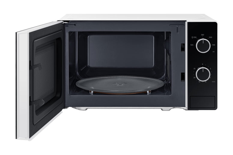 Samsung Solo Microwave Oven with Full Glass Door, 20L, White, Dual Dial, MS20A3010AH/SG, 1 Year Warranty