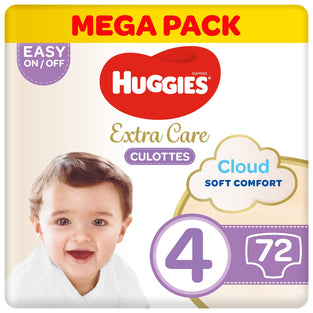 Huggies,Extra Care Baby Pants,Diaper Pants Size 4(8-14kg),Mega Pack of 72 Diapers,Absorbent Channels and Strechy Waistband,12h Day & Night Protection,Free from Nasties