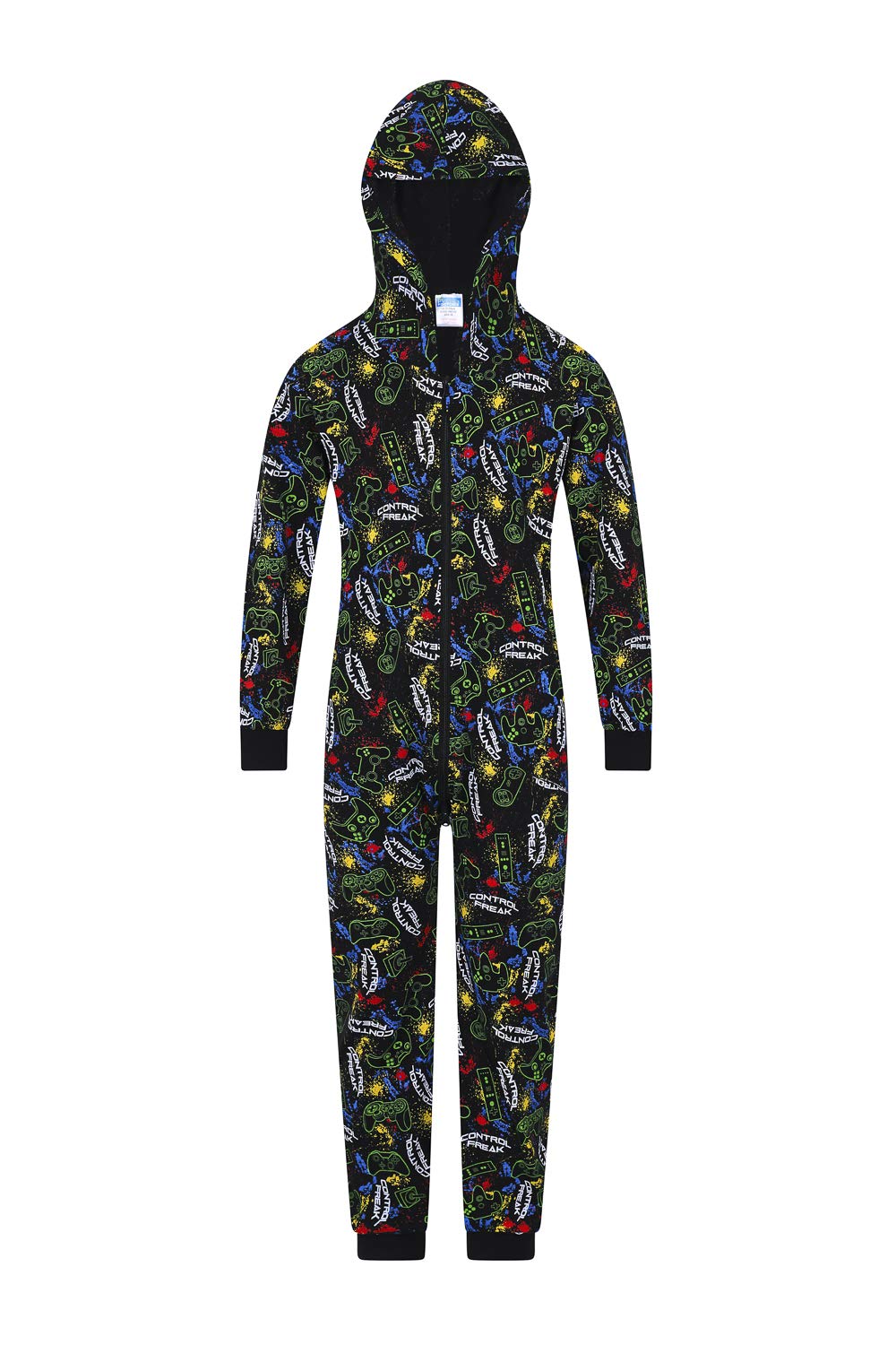 The PyjamaFactory Control Freak Lounge Wear All in One 100% Cotton Sleepsuit Gamer 9-10 Years