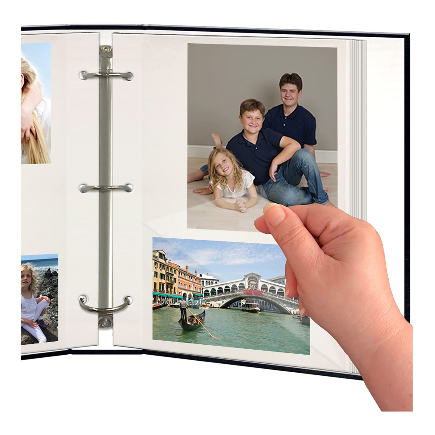 Pioneer Photo Albums Magnetic Self-Stick 3-Ring Album 100 Pages (50 Sheets), Navy Blue