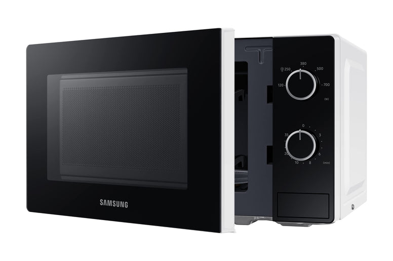 Samsung Solo Microwave Oven with Full Glass Door, 20L, White, Dual Dial, MS20A3010AH/SG, 1 Year Warranty