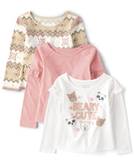 The Children's Place baby-girls And Toddler Long Sleeve Top Shirt (pack of 3)