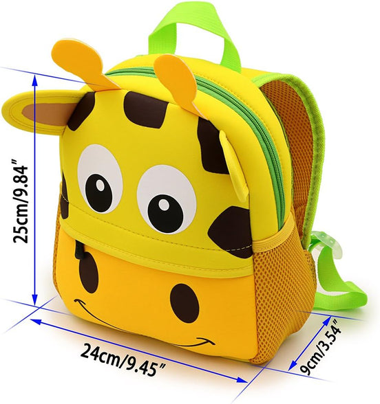 Hipiwe Toddler Backpack for Little Kids Water Resistance Kindergarten Preschool Bags Neoprene Children Schoolbag Cute Animal Cartoon Backpacks for Baby Boys Girls