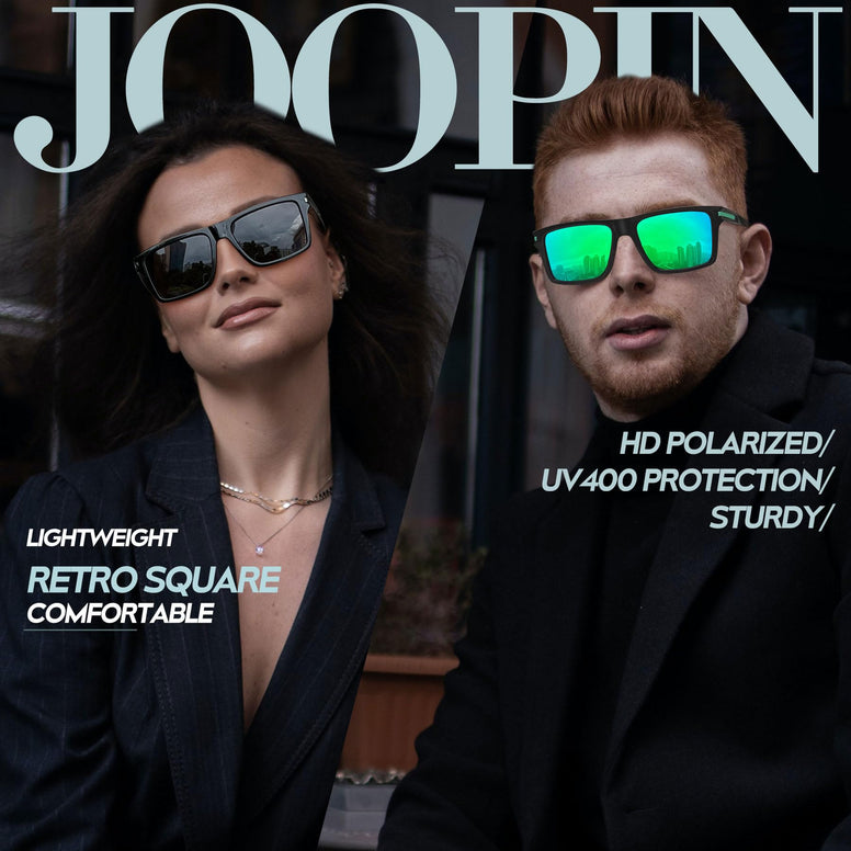 Joopin Sunglasses for Men Women, Polarized Vintage Square Sun Glasses Lightweight TR90 Frame UV400 Protection