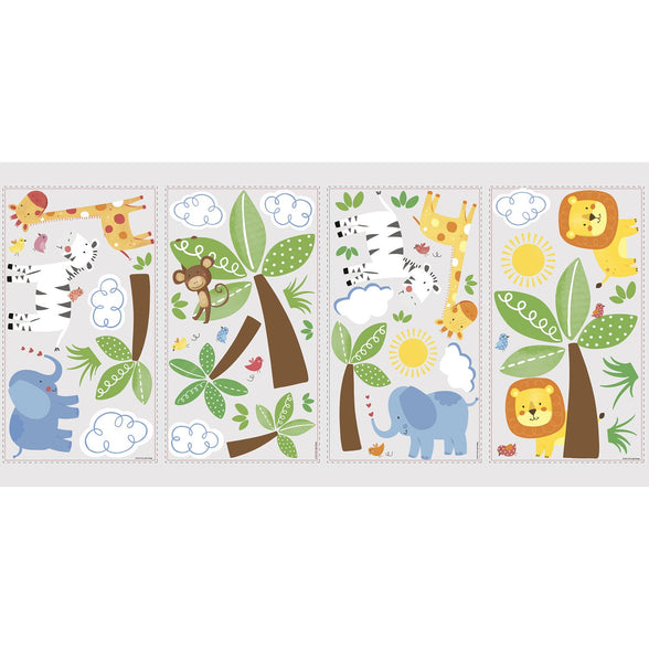 RoomMates RMK2635SCS, Repositionable Jungle Friends Wall Stickers, Multi