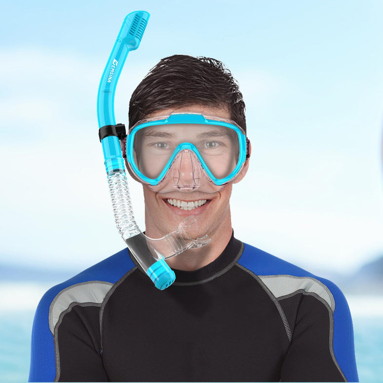 EMSINA Mask Fin Snorkel Set with Adult Snorkeling Gear, Panoramic