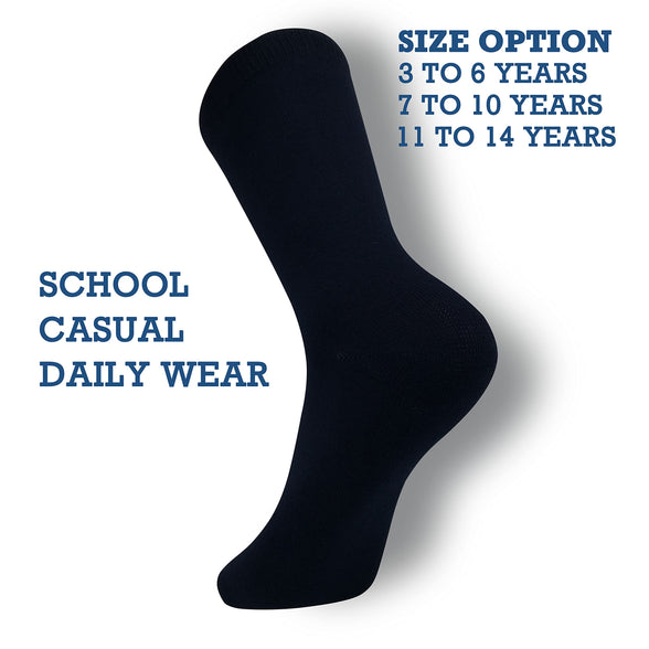 Boys & Girls Unisex Black School-Casual Crew Socks 5 Pairs Pack
