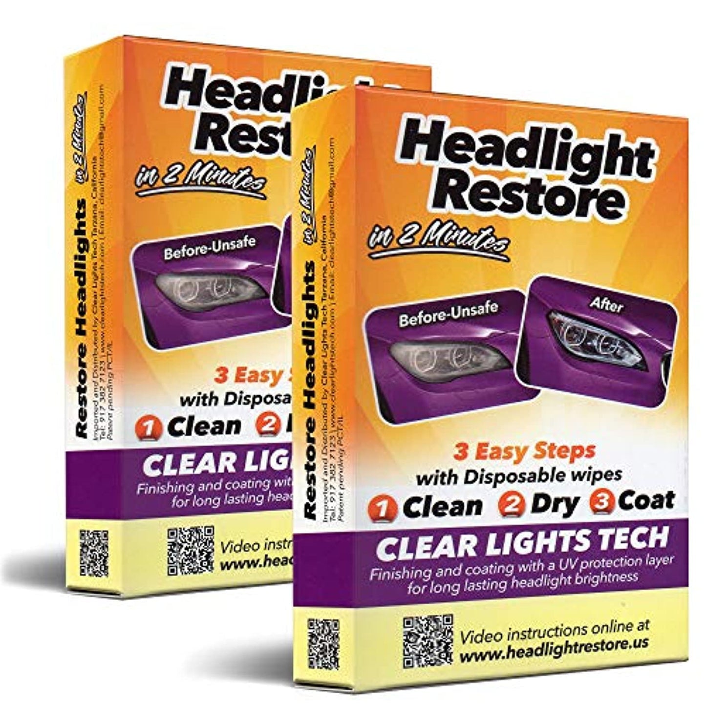 Clt car headlight restoration kit, headlight restorer wipes