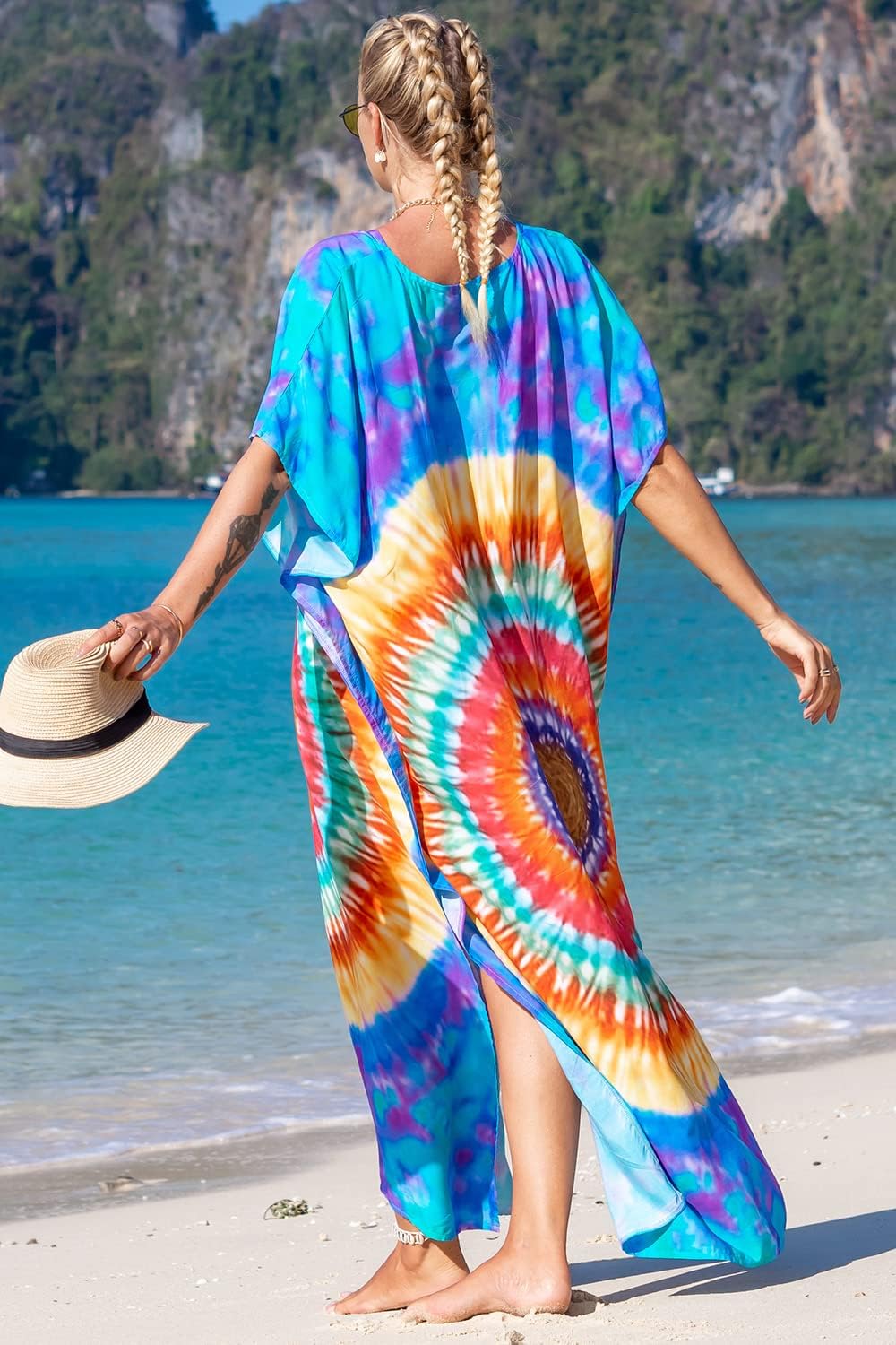 YouKD Summer Long Kaftan Bohemian Loungewear Beach Swimsuit Cover Up Maxi Dress for Women