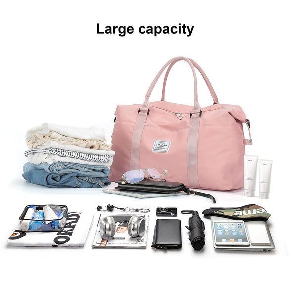 HYC00 Travel Duffel Bag, Sports Tote Gym Bag, Shoulder Weekender Overnight Bag for Women,Pink, A-Pink, Large, Travel Bag