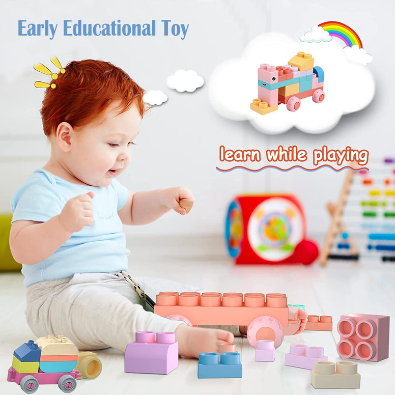 AM ANNA Soft Building Blocks Toys,20 Pcs Building Block Early Educational Sets Learning&Development Toys Stacking Block Kit for Toddlers Baby 1-5 Years Old Bath Toy,Can Be Boiled And Bitten