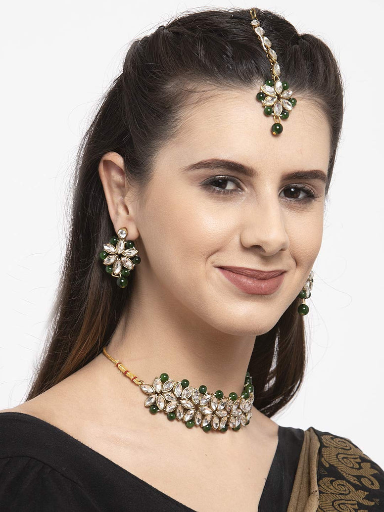 Shining Diva Fashion Latest Choker Design Antique Kundan Traditional Necklace Jewellery Set for Women