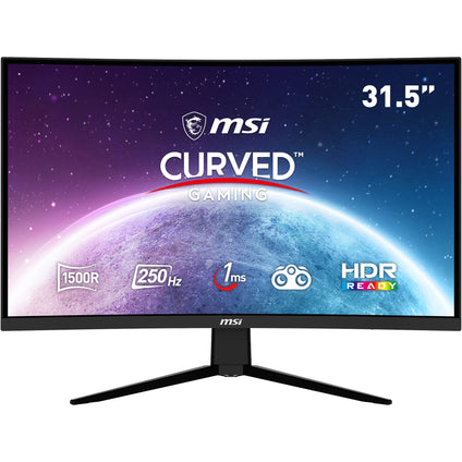 MSI G32C4X 32Inch FHD Curved Gaming Monitor - 1500R 1920 x 1080 VA Panel, 250Hz / 1ms, AMD FreeSync Premium, HDR Ready, DisplayPort, HDMI, Wide Color Gamut, Frameless, Night Vision, Black