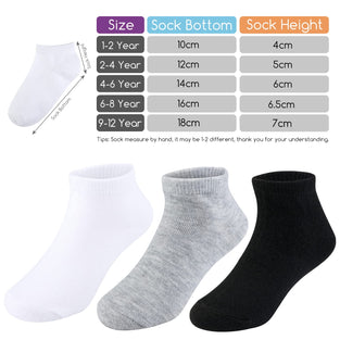 BOOPH 15 Pcs Kids Socks for Boys Girls Half Cushion Low Cut Athletic Ankle Socks