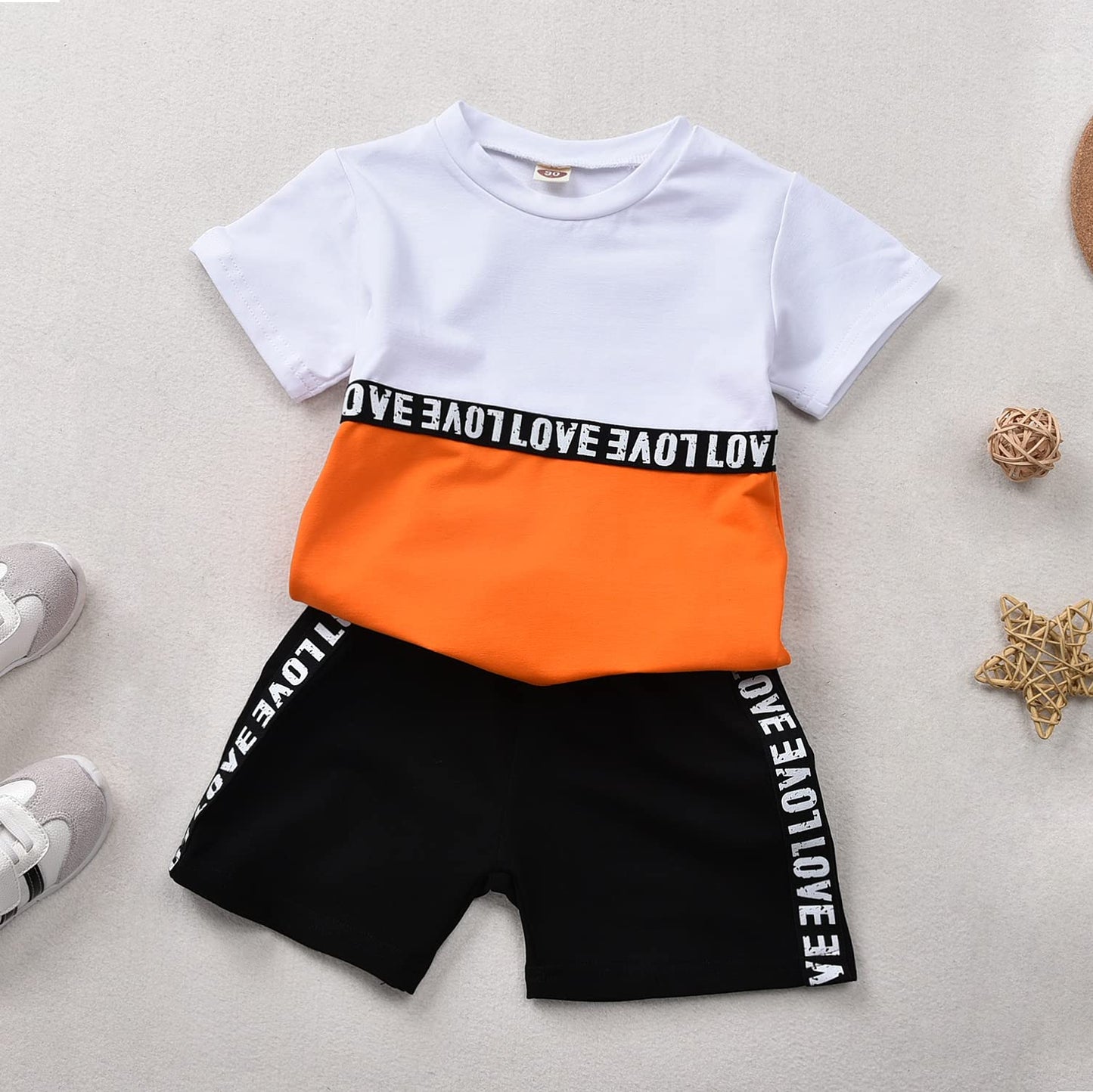 Toddler Baby Boys Summer Clothes Sets T-Shirt Shorts 2 Pieces Outfits Suits (White, 5T)