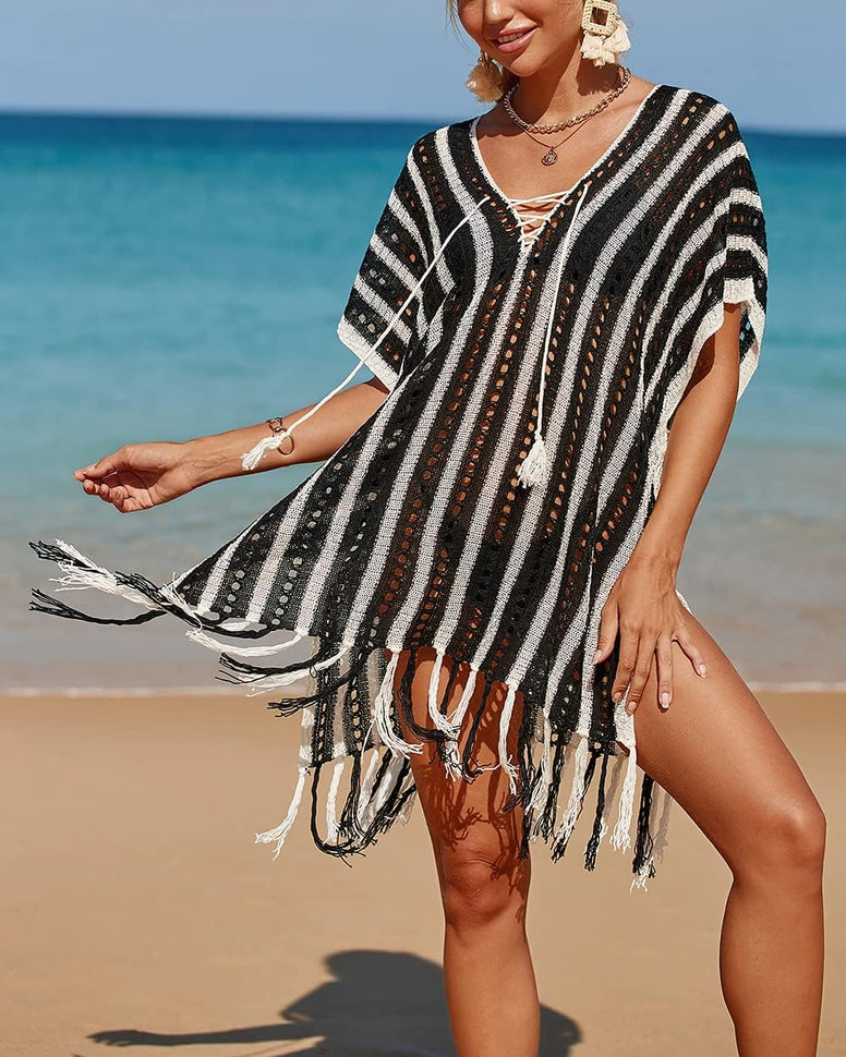 YouKD Women's Boho Tunic Tops Beach Cover Up Dress Resort Swimsuit Kimono Loungewear