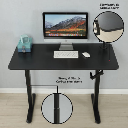 White Mulberry Manual Height Adjustable Sit-Stand Desk | Ergonomic Spacious Sit - Stand Table | Manual Height Adjustable Lever | Use in office, workstation or home | Black | 120 * 60*H(75-118) cm