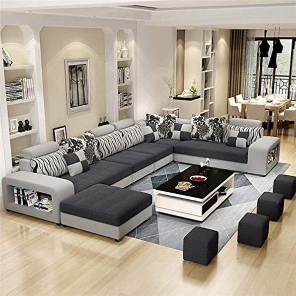 Live Room Sofa,Apartment Living Room Corner Sofa set Combination Furniture (GREY)