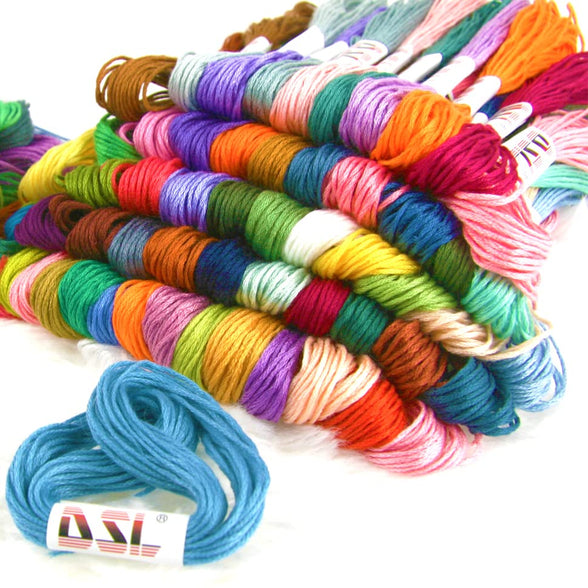 Embroidery Thread 50 Skeins Pack, DSL Cross Stitch Threads 8m (6 Strand) Rainbow Colour Embroidery Floss, Friendship Bracelets Threads, Crafts Sewing Thread with Needles, Bobbins, Threader, etc