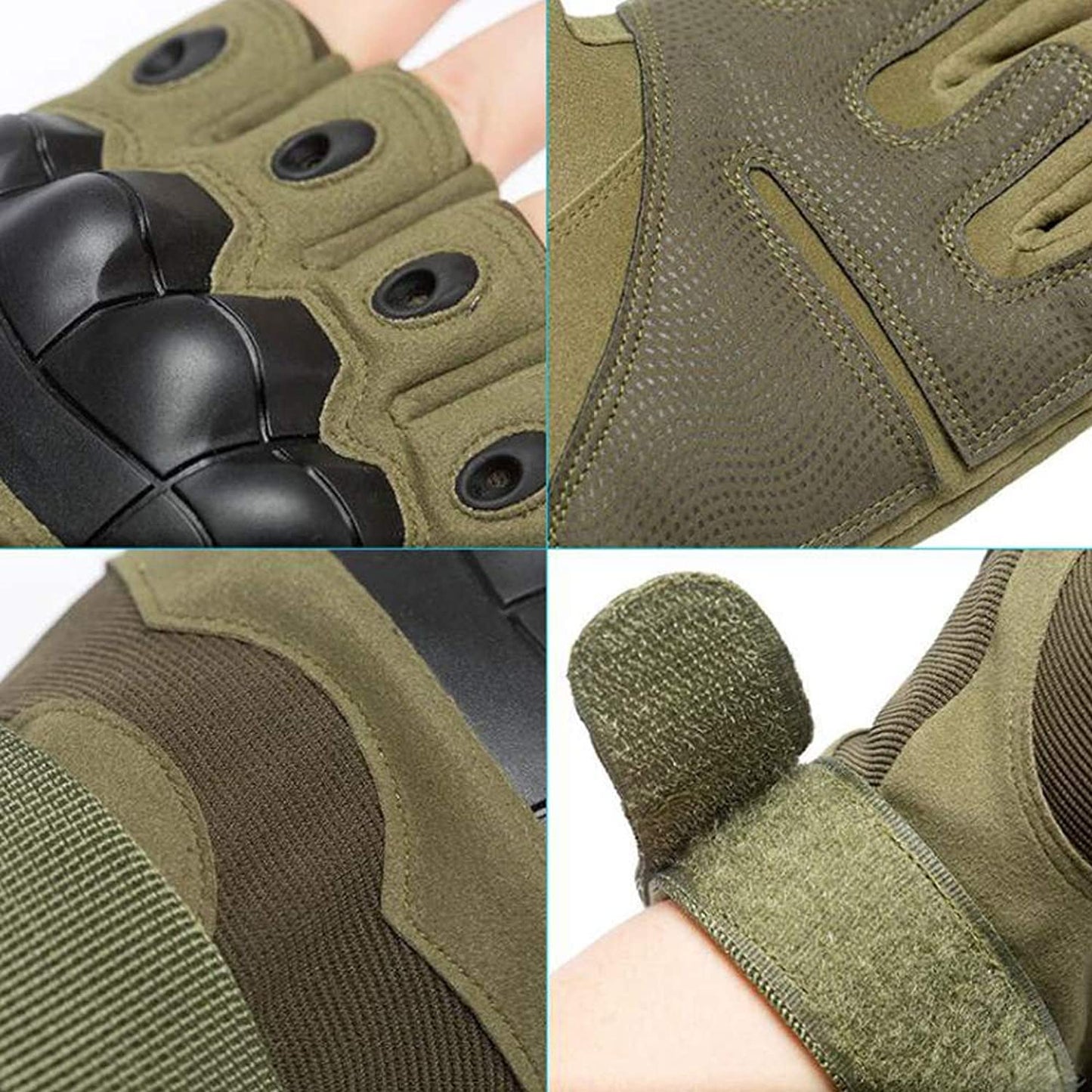 Coolbaby Men Road Riding Gloves Outdoor Sports Half Finger Anti-Slip Camping Cycling Gloves Carbon Fiber Gloves, Green