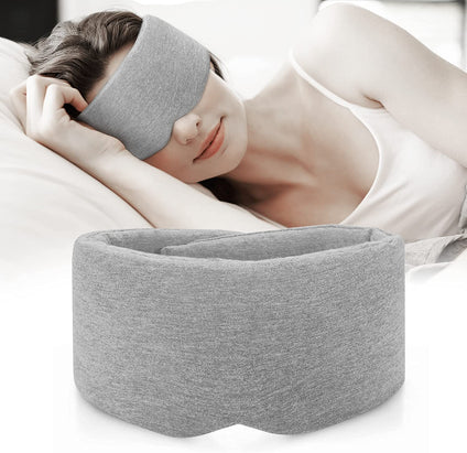 THMINS Cotton Sleep Mask Blackout,Comfortable & Breathable Eye Mask for Sleeping Adjustable Blinder Blindfold Airplane with Travel Pouch, Night Companion Eyeshade for Women Men Kid