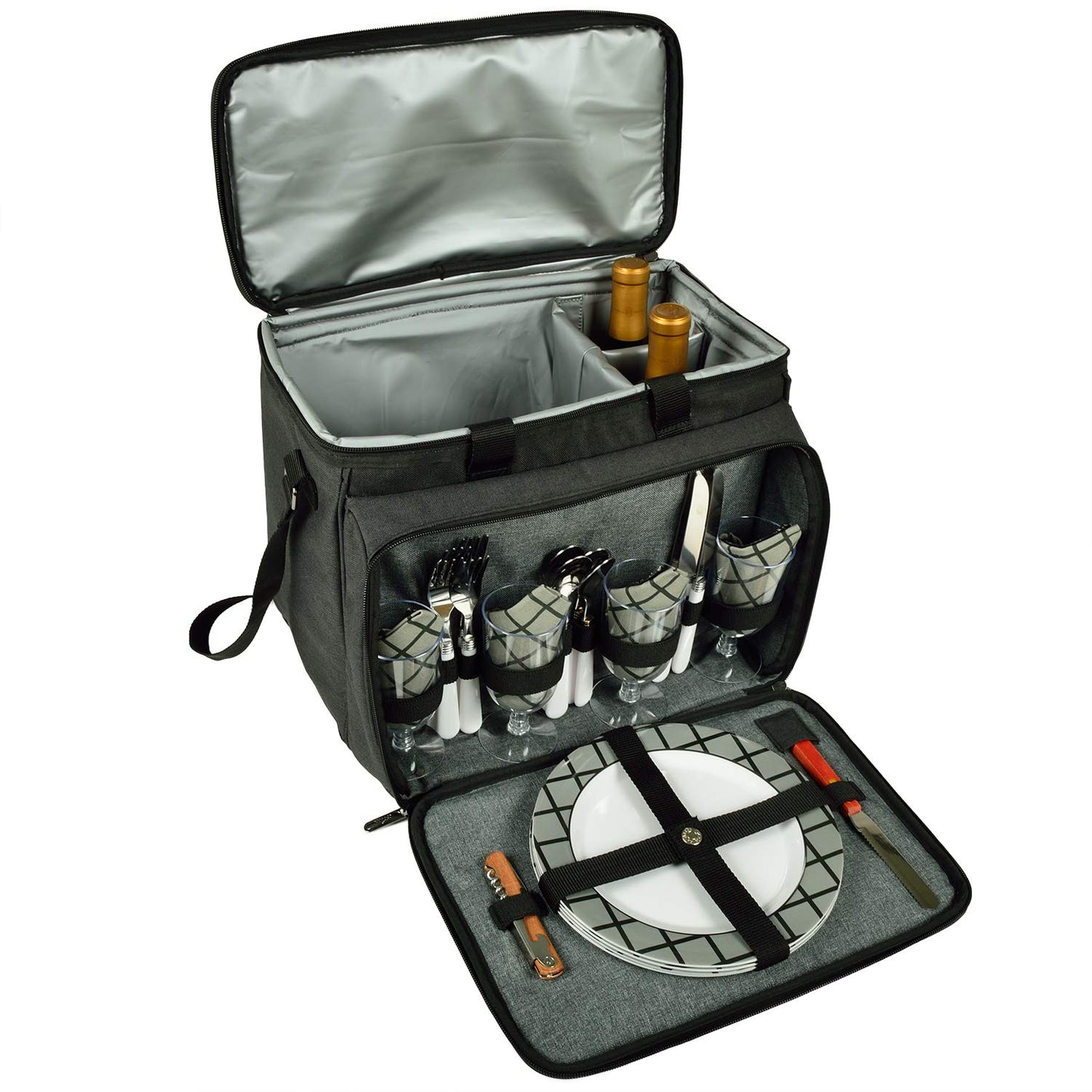 Picnic at Ascot Original Insulated Picnic Cooler with Service for 4 -Designed & Assembled in The USA