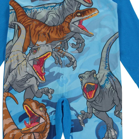 Jurassic World Boys Pajamas Set - Hooded Long Sleeve Dinosaur Pajamas - Tyrannosaurus, Velociraptor Sleeper Pajamas Set 8 Years