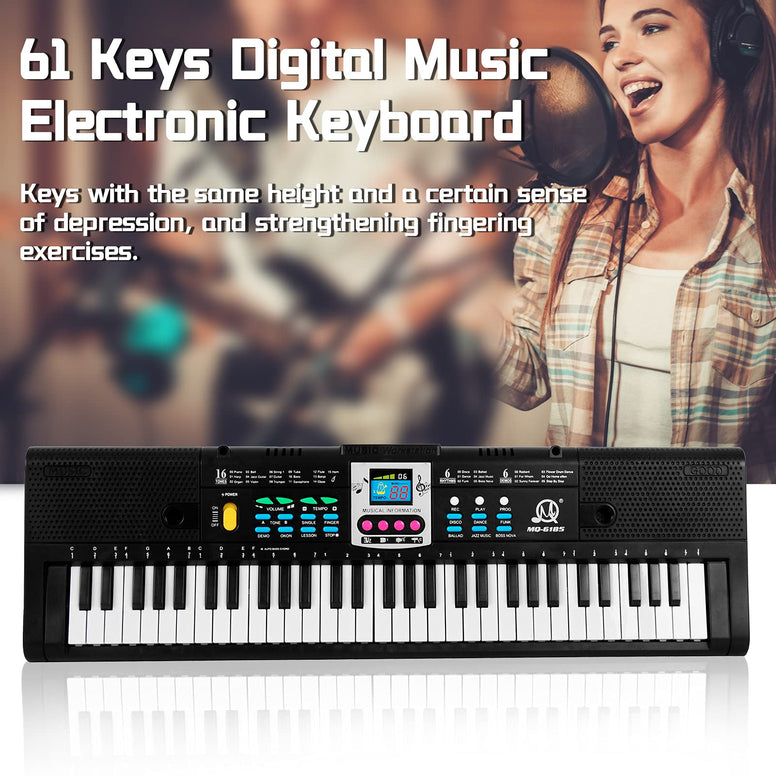 Musical Instrument, 61 Keys Digital Music Electronic Keyboard Kids Multifunctional Electric Piano for Piano Student with Microphone Function Musical Instrument